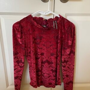 By Anthropologie Red Burnout blouse